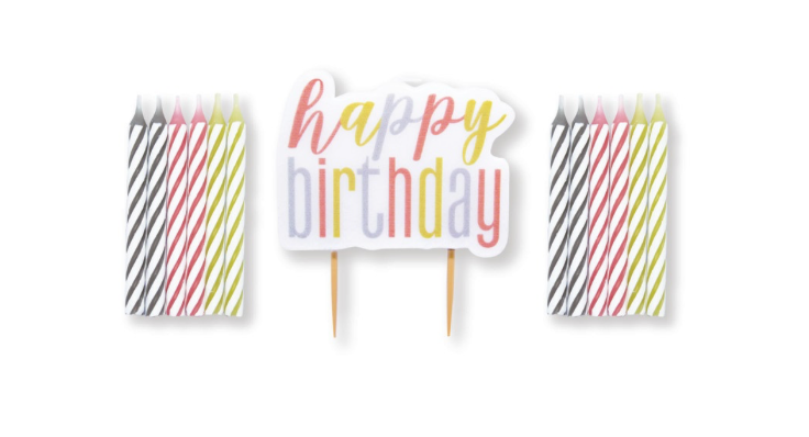 Rose Gold Happy Birthday Pick Candle & Spiral Candle Set 13pc